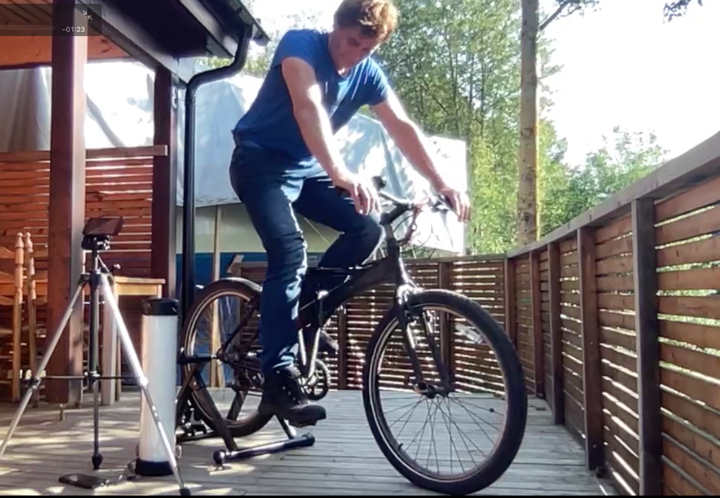 bike on generator station with rider
